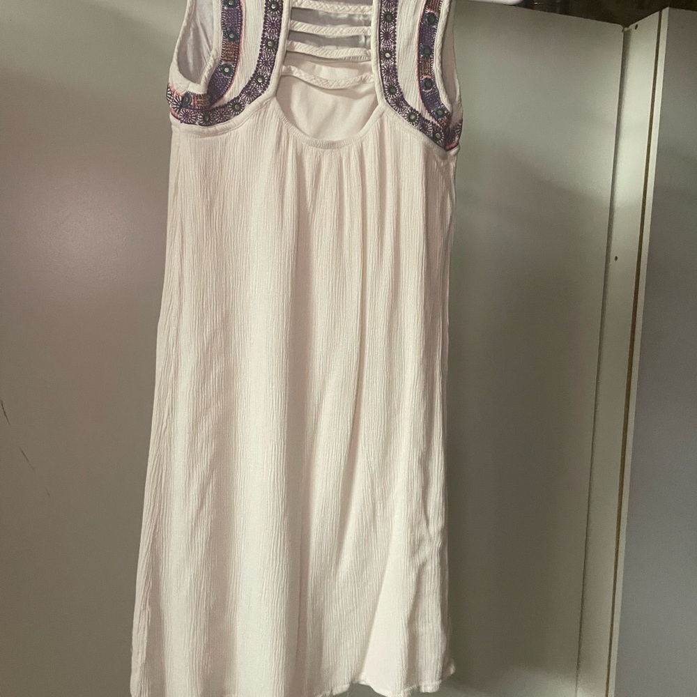Embroidery Accents White Gauze Mini Dress ;Hippie/Boho💓